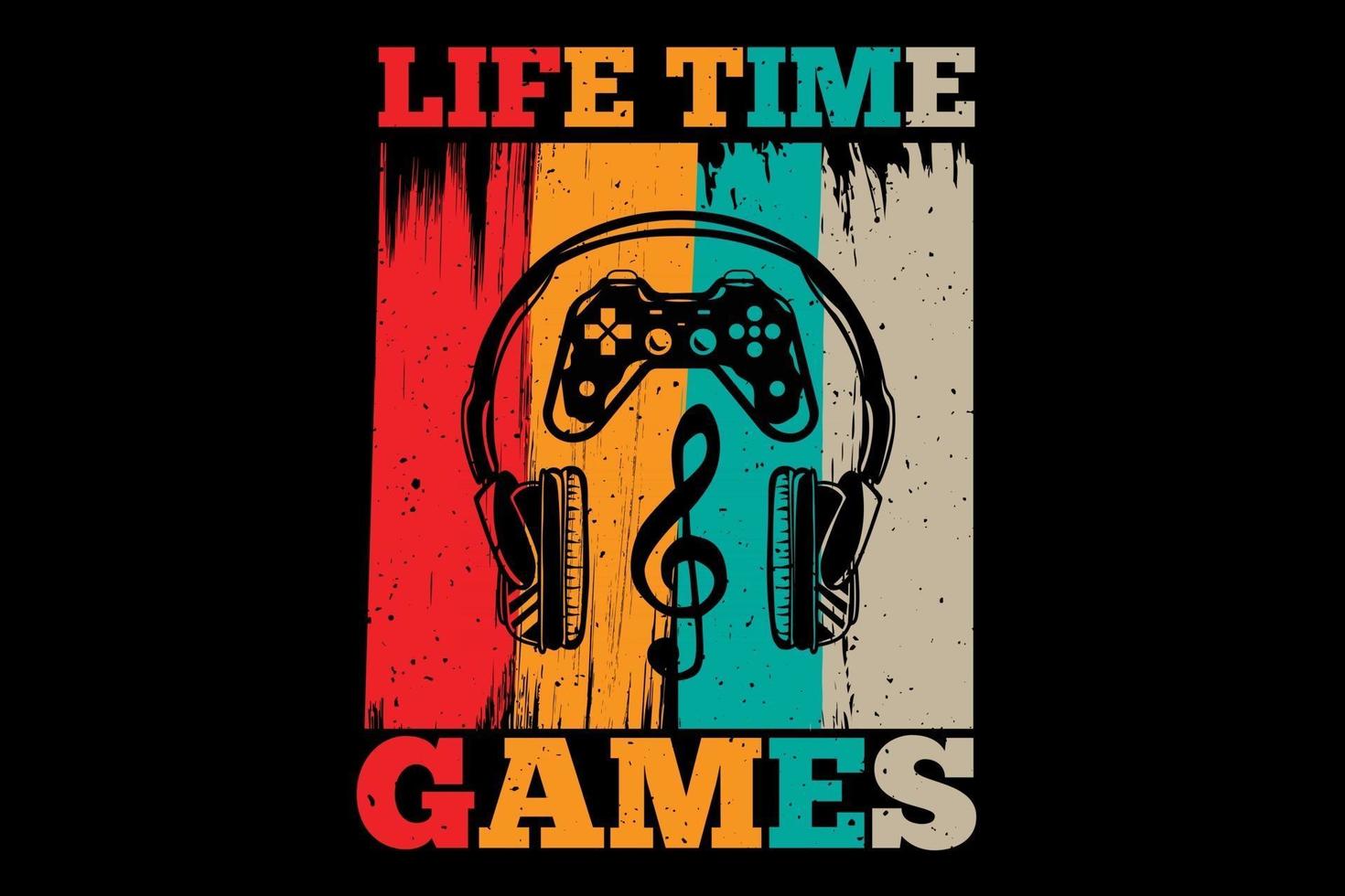 t-shirt life time giochi tipografia retrò stile vintage vettore