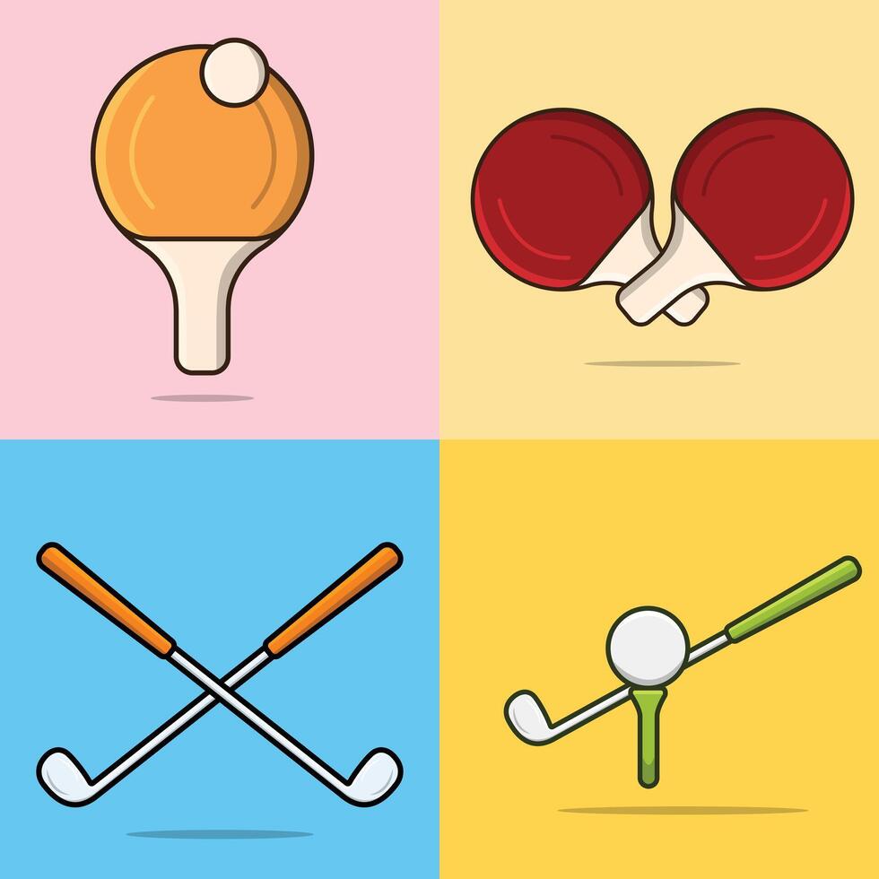 collezione di sport gioco bastoni vettore illustrazione. sport oggetto icona concetto.