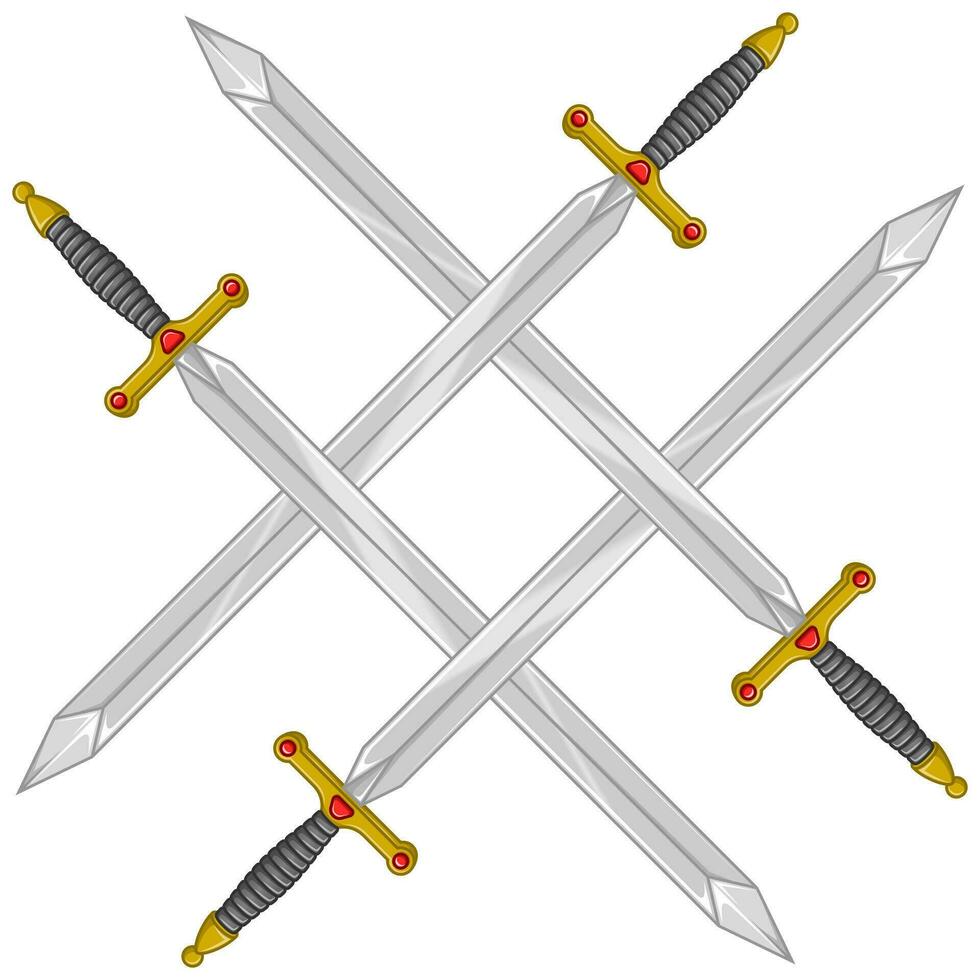design di quattro attraversato antico spada vettore