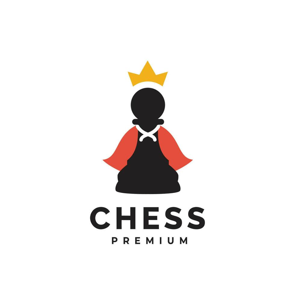 minimalista scacchi vettore icona logo, pedone silhouette con corona adatto per scacchi incontro