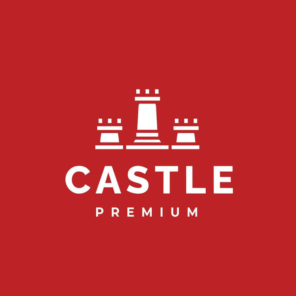 castello vettore icona logo, minimalista reale edificio simbolo con 3 torri