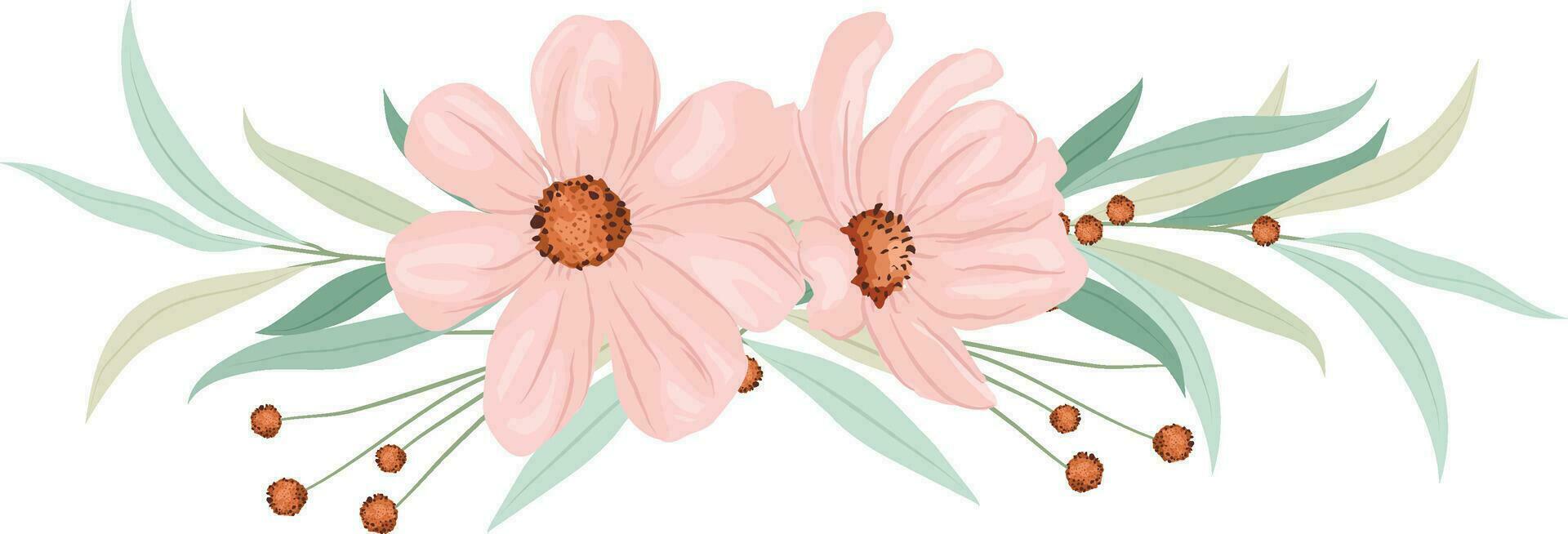 ghirlanda con selvaggio rosa fiori vettore