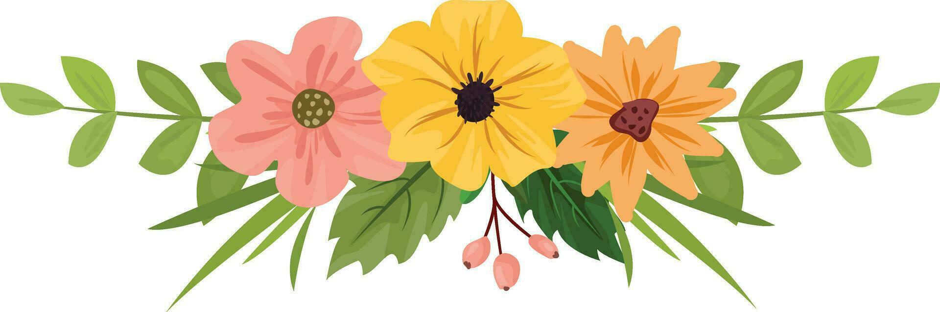 fiori selvatici mazzo clipart, fiori selvatici mazzo illustrazione, campagna confine, erbaceo ghirlanda clip arte, nozze invito, saluto carta vettore