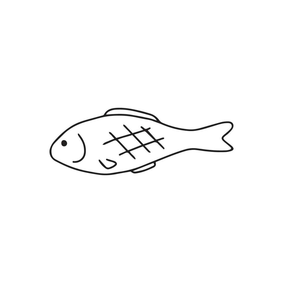 mano disegnato vettore illustrazione grigliato pesce