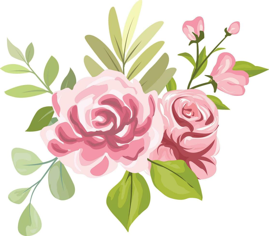fiore mazzo con bellissimo Rose e le foglie vettore