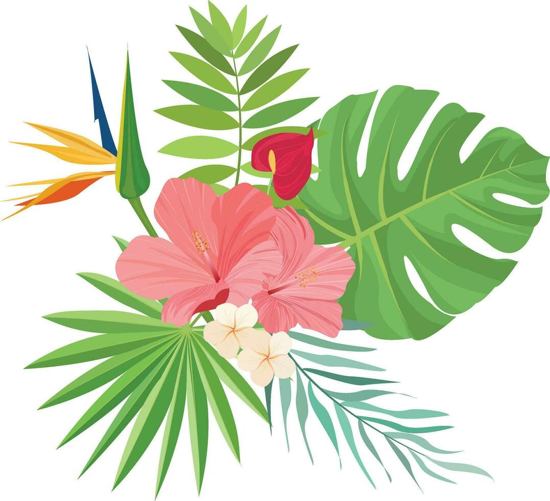 estate design con tropicale le foglie decorazione vettore