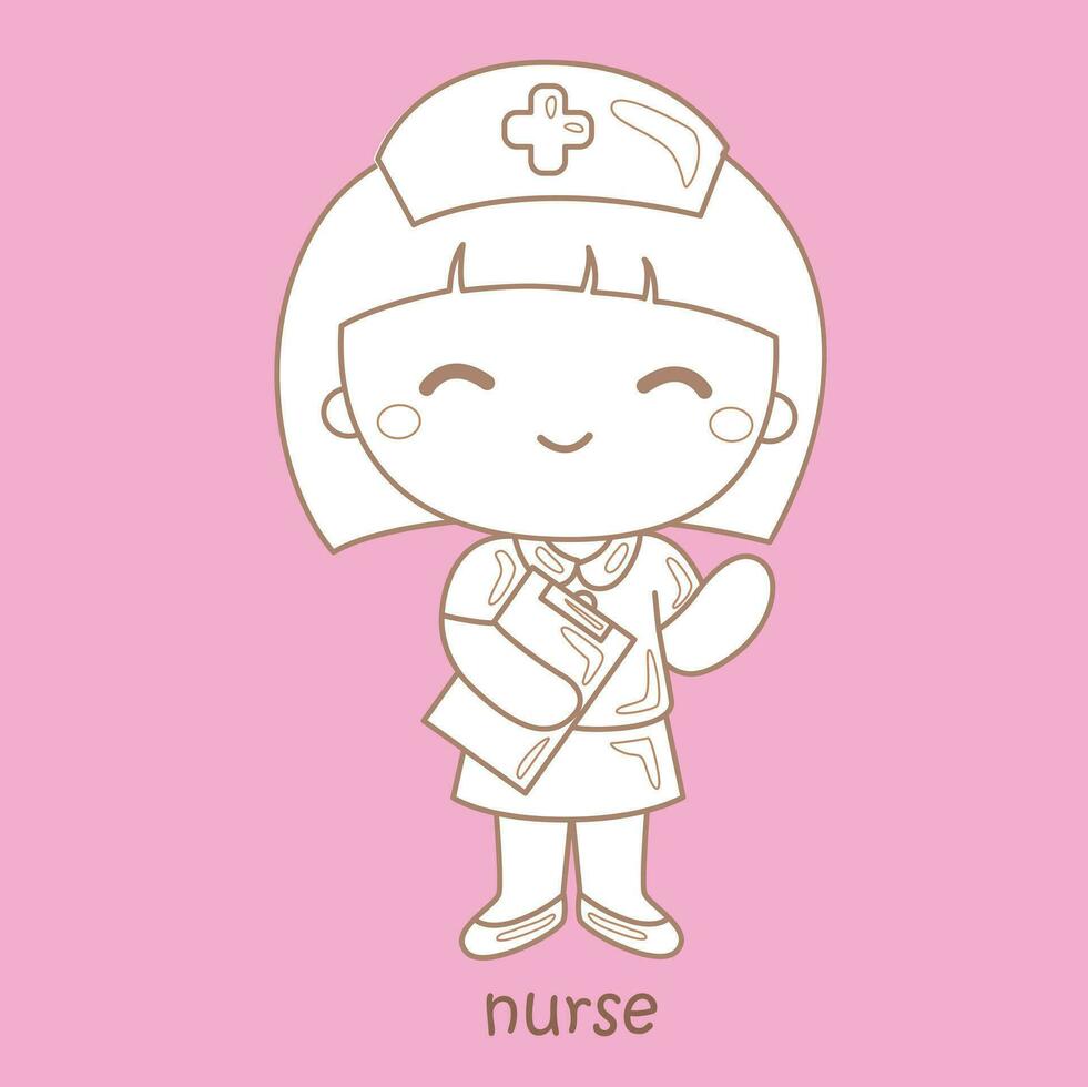 alfabeto n per infermiera vocabolario scuola lezione cartone animato digitale francobollo schema vettore