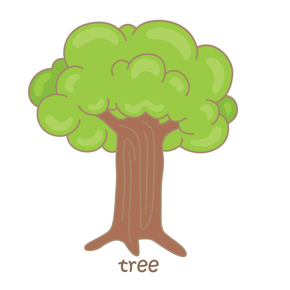 alfabeto t per albero vocabolario scuola lezione cartone animato illustrazione vettore clipart etichetta