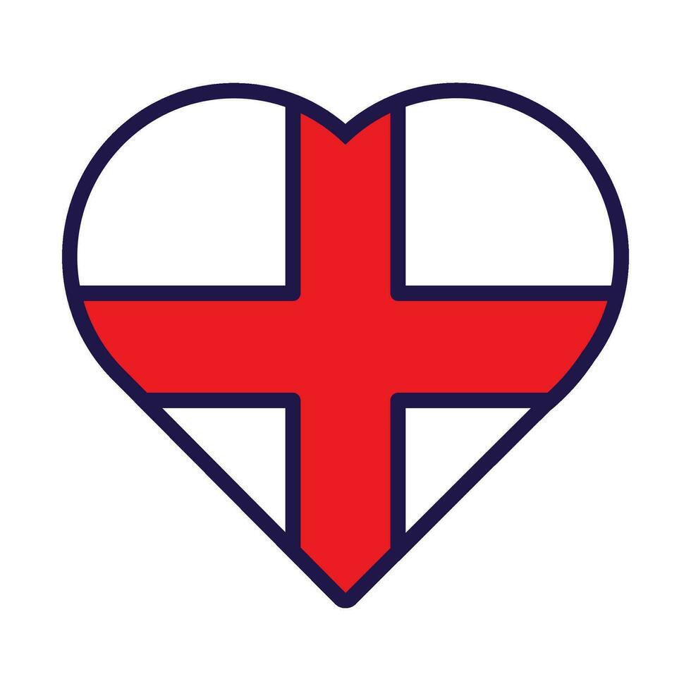 Inghilterra bandiera festivo patriota cuore schema icona vettore