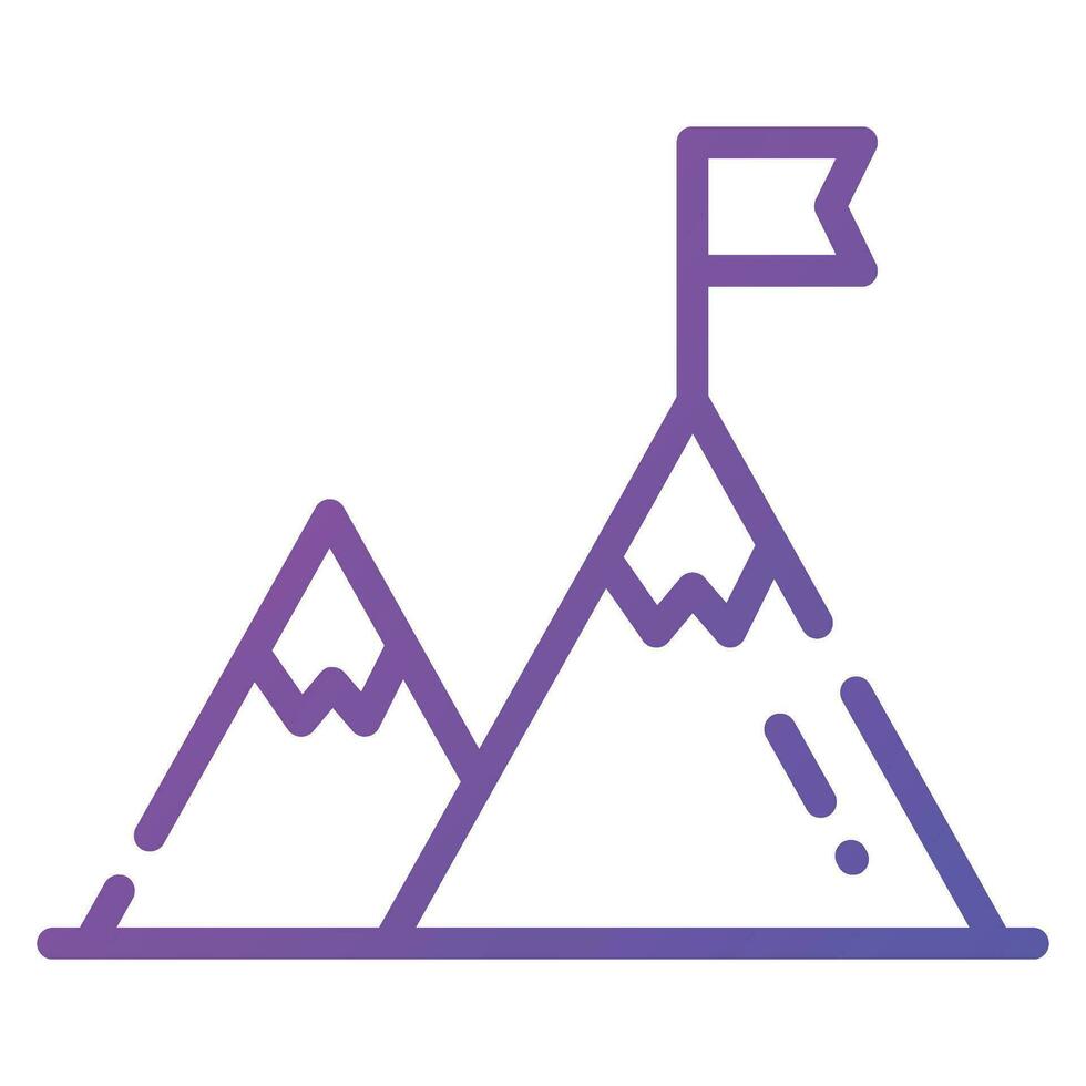 bandiera su superiore di montagna, concetto icona di missione nel di moda stile vettore