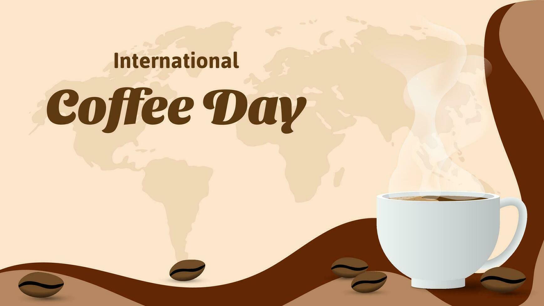 internazionale caffè giorno bandiera con caffè tazza. vettore illustrazione