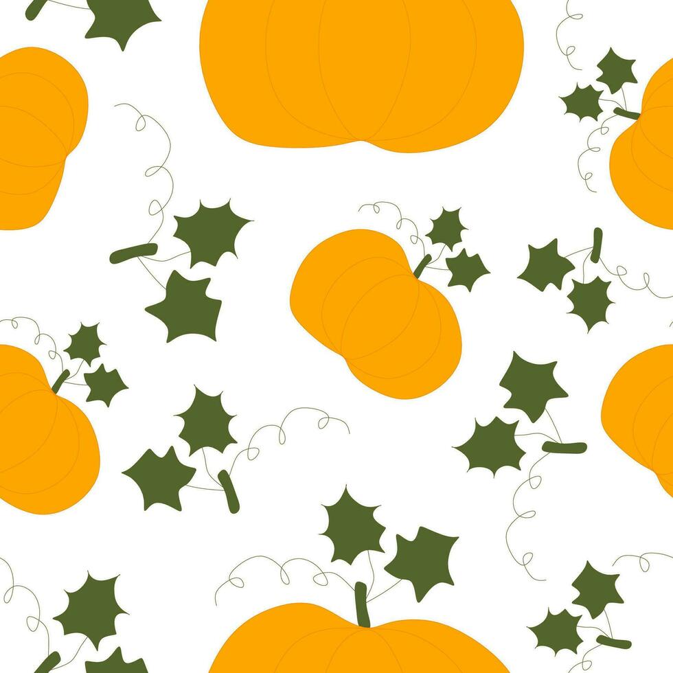 senza soluzione di continuità zucca modello. arancia verdure con le foglie isolato su sfondo. loopable vettore pianta modello per decorazione, raccogliere Festival, striscione, cartolina. Halloween design grafico illustrazione