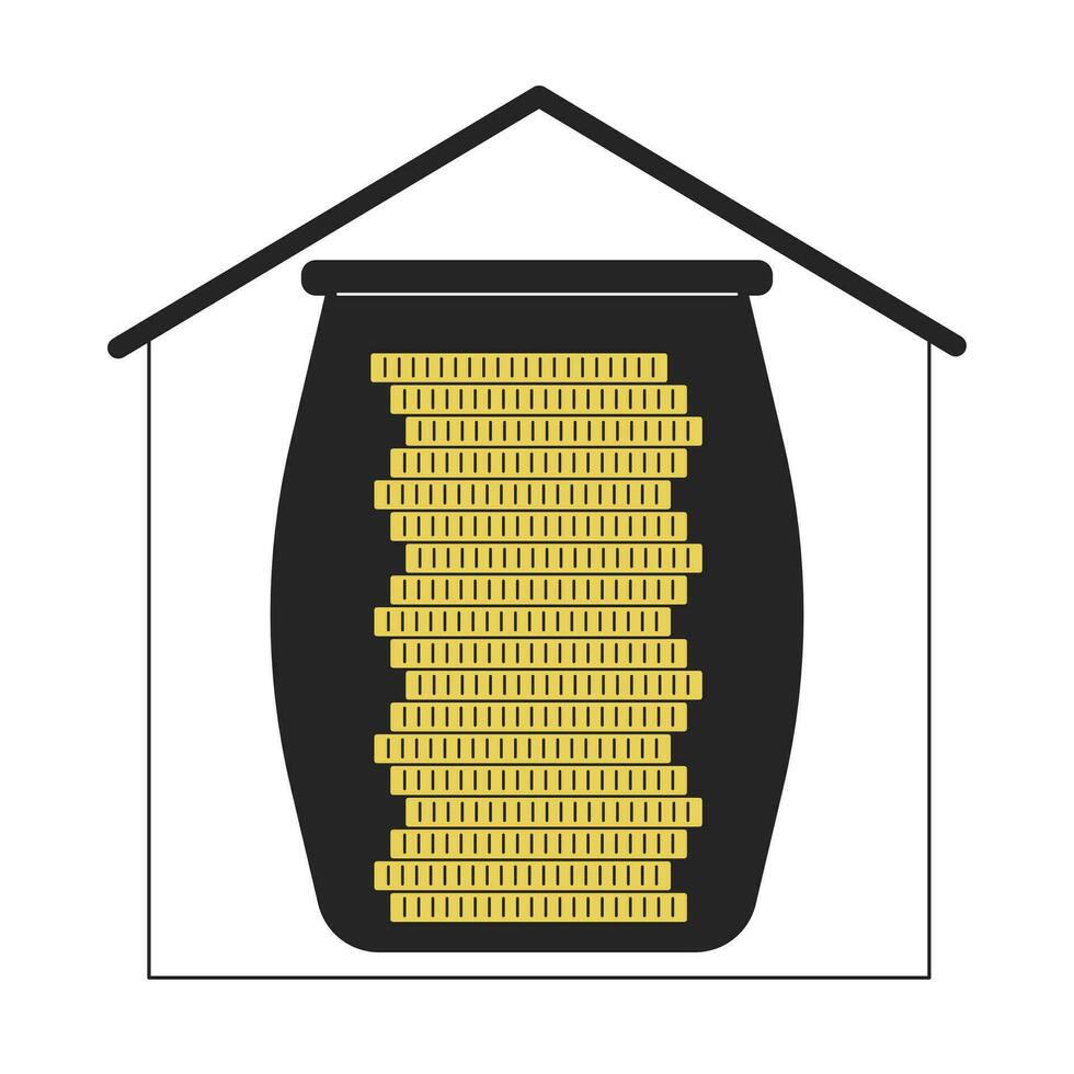 Salvataggio nel bicchiere vaso piatto linea colore isolato vettore oggetto. d'oro monete. i soldi accumulazione. modificabile clip arte Immagine su bianca sfondo. semplice schema cartone animato individuare illustrazione per ragnatela design