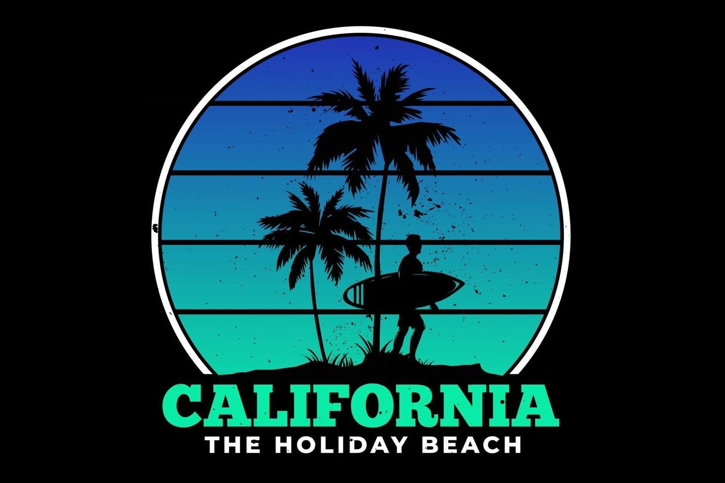 t-shirt california vacanza spiaggia surf estate bellissimo design retrò vettore