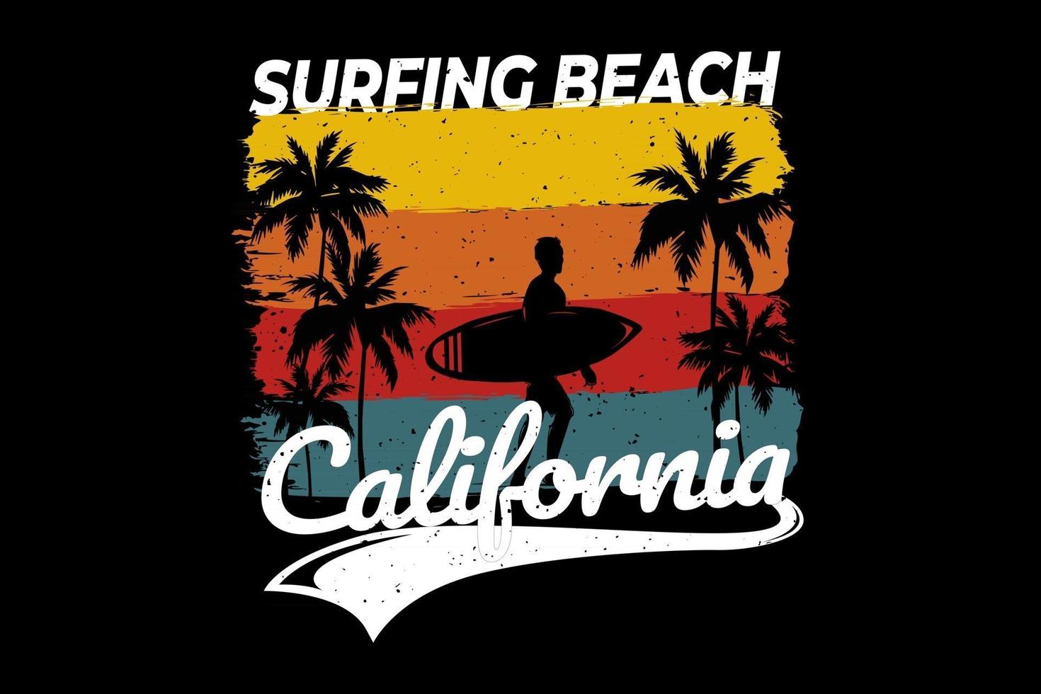 t-shirt surf da spiaggia california design retrò vettore