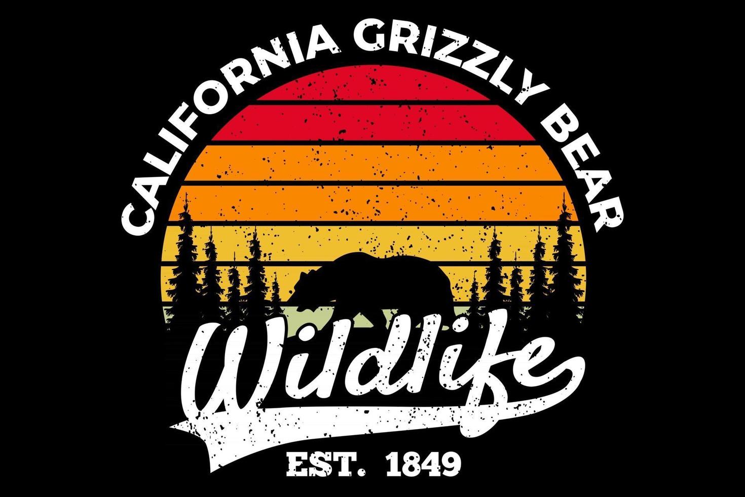 t-shirt fauna california orso grizzly stile retrò vettore