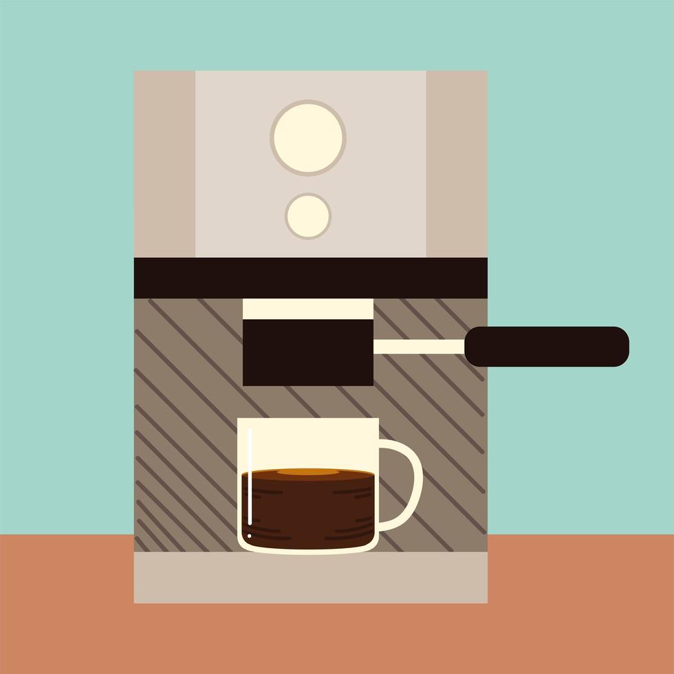 metodi di erogazione del caffè, tazza cappuccino e apparecchio macchina machine vettore