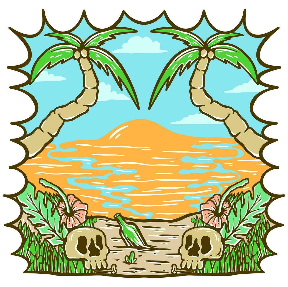 spiaggia vibrazioni scheletro Paradiso illustrazione vettore