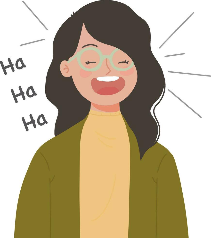giovane donna con bicchieri ridendo illustrazione vettore