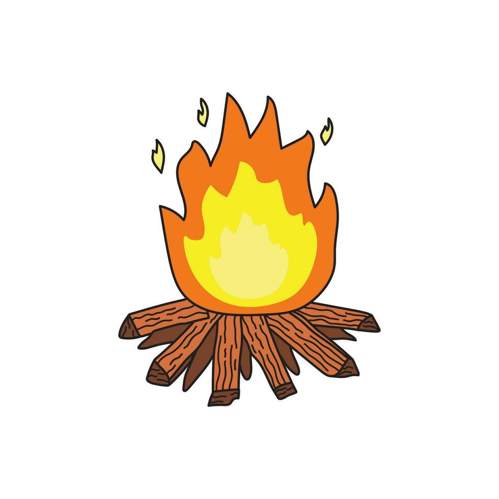 bambini disegno cartone animato vettore illustrazione piatto fuoco di bivacco icona isolato su bianca sfondo