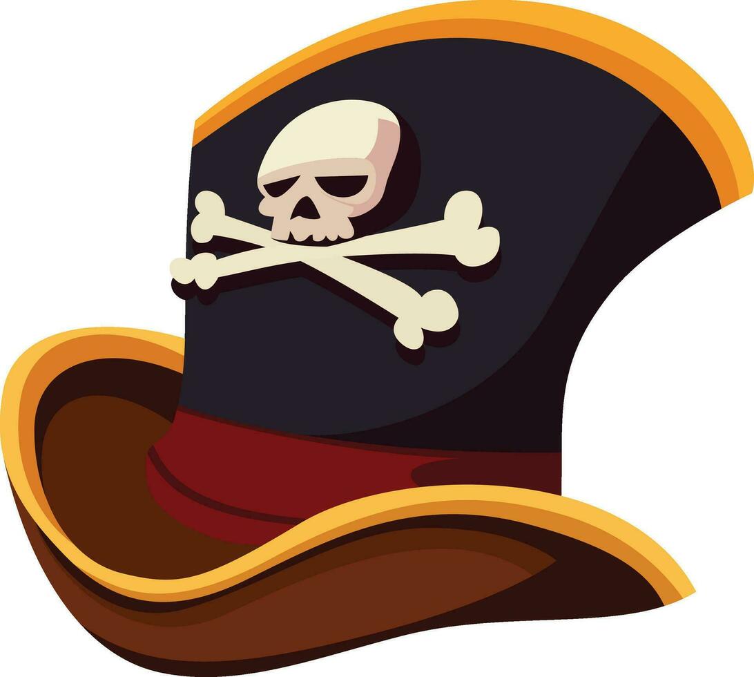 Capitano pirata cappello con cranio e attraversare osso simbolo vettore illustrazione, pirata cappello , pirata Capitano , triconico o tricorno Vintage ▾ pirata capi cappello azione vettore Immagine