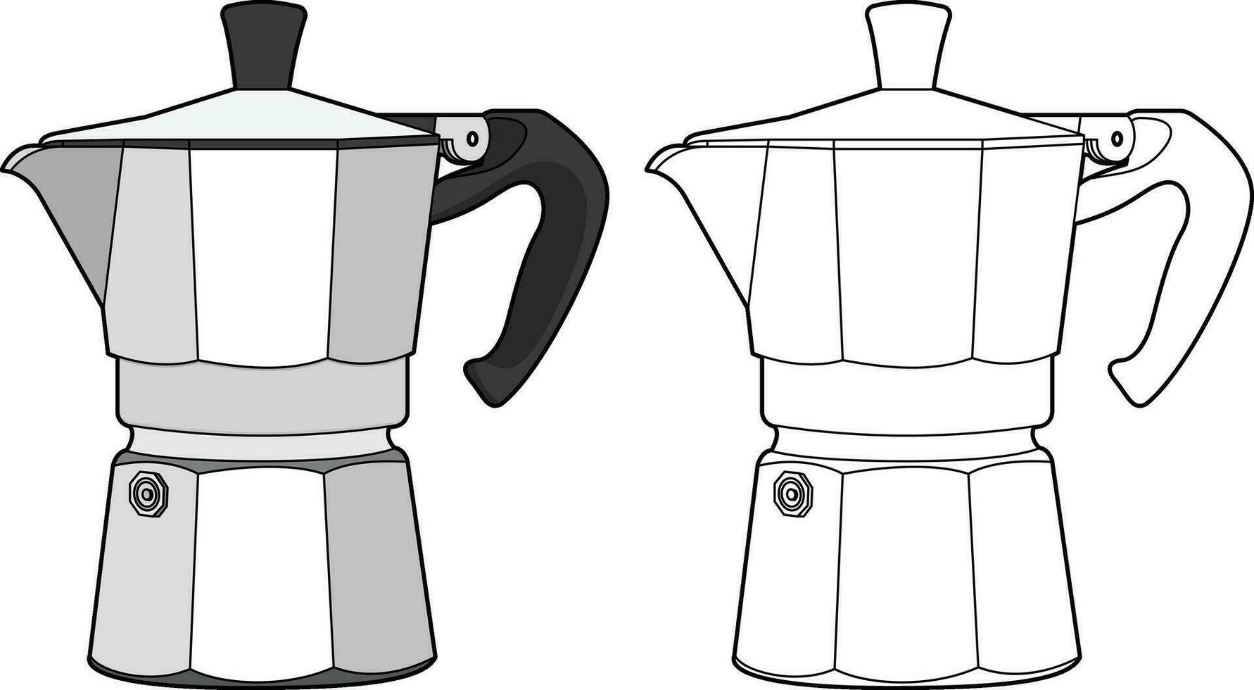 moca pentola o caffè espresso creatore tazza linea disegno illustrazione vettore Immagine