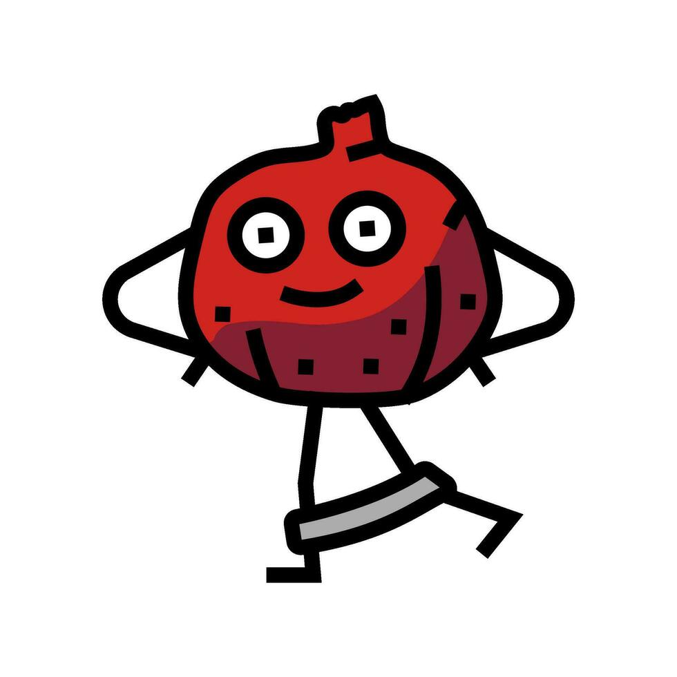 granate frutta fitness personaggio colore icona vettore illustrazione