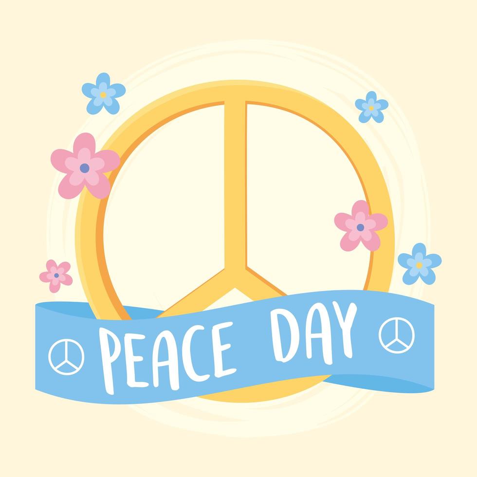 simbolo della giornata internazionale della pace con decorazioni floreali vettore