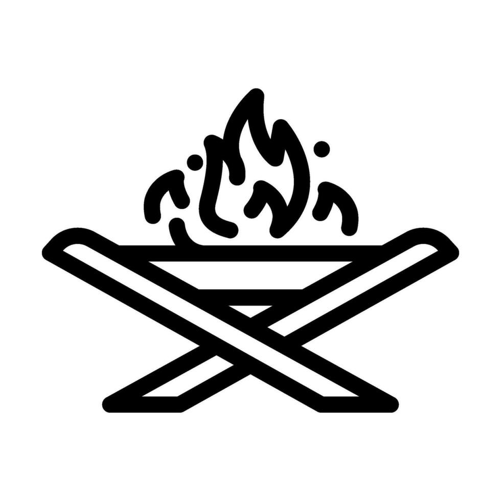 pieghevole fuoco fossa glamping linea icona vettore illustrazione