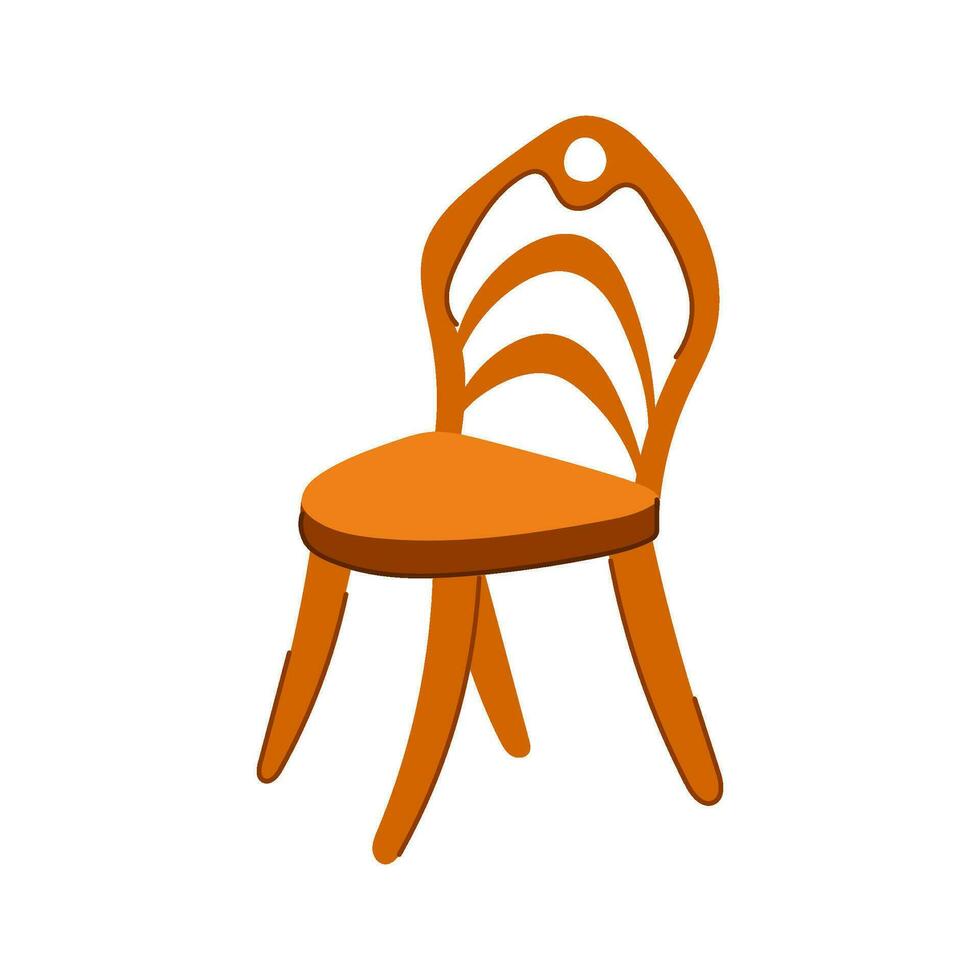 mobilia di legno sedia cartone animato vettore illustrazione