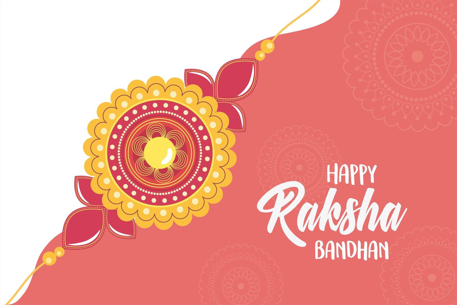 raksha bandhan, braccialetto tradizionale indiano a forma di fiore simbolo dell'amore tra fratelli e sorelle vettore