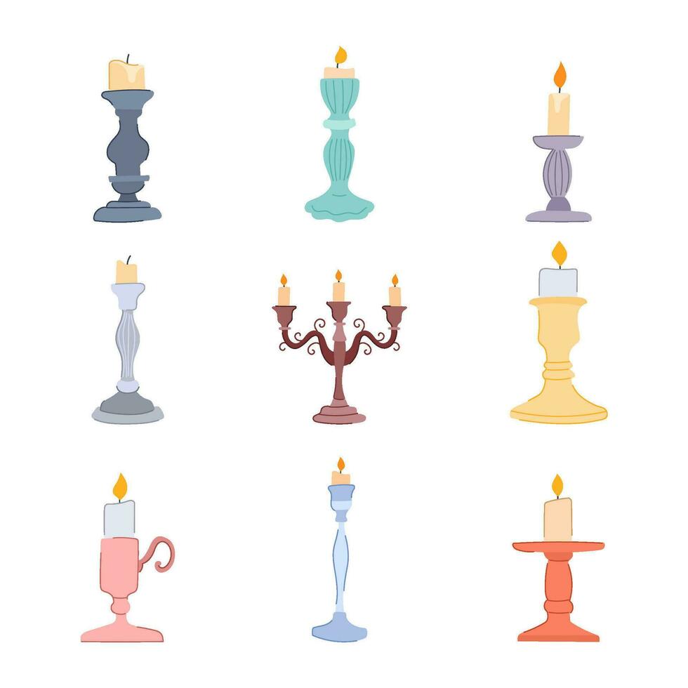 candeliere titolare impostato cartone animato vettore illustrazione
