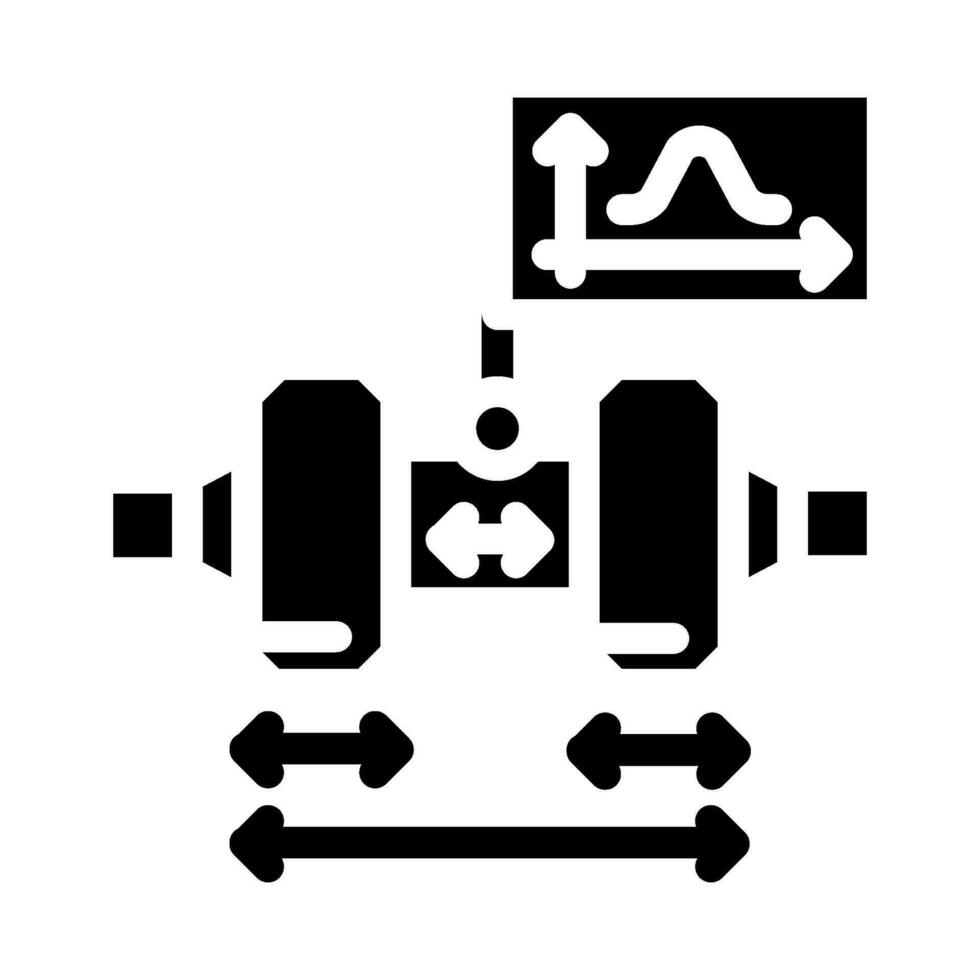 tolleranza analisi meccanico ingegnere glifo icona vettore illustrazione