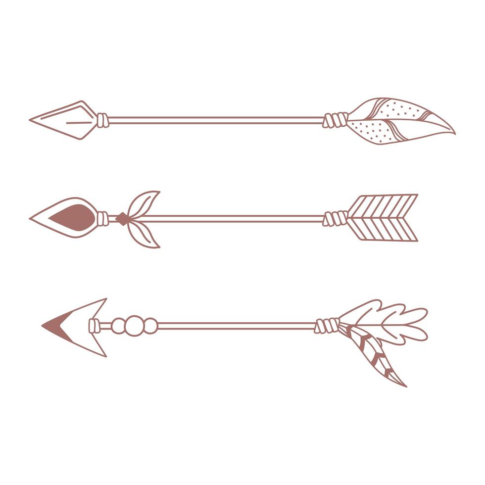 frecce native boho e stile tribale disegnato a mano vettore