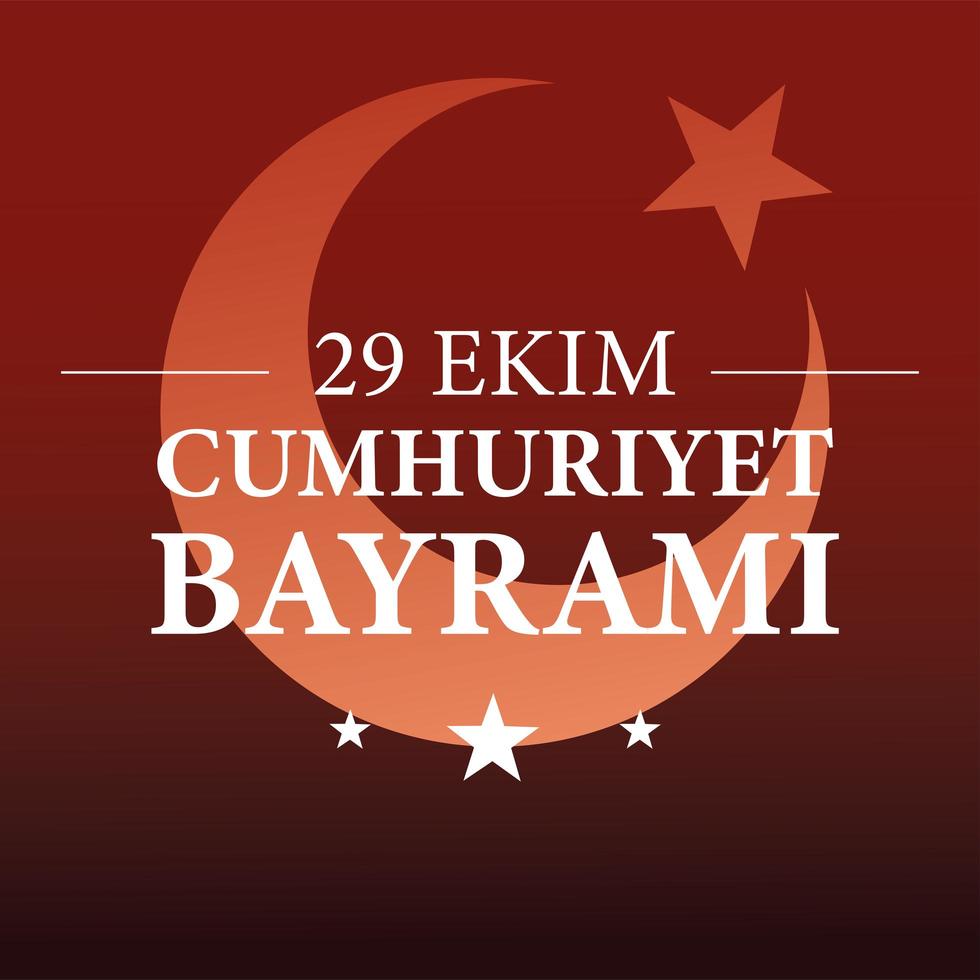 29 ekim cumhuriyet bayrami con luna turca con disegno vettoriale stella