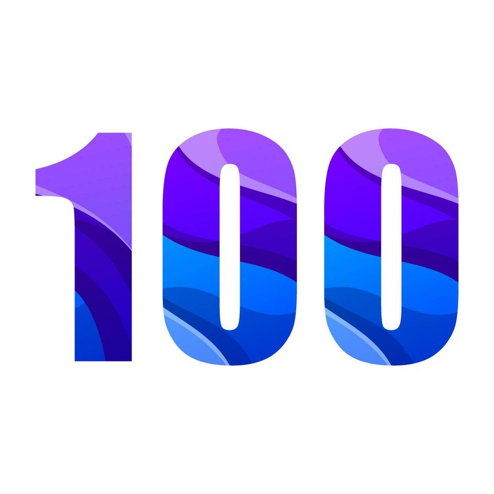 numero 100 colorato logo design vettore