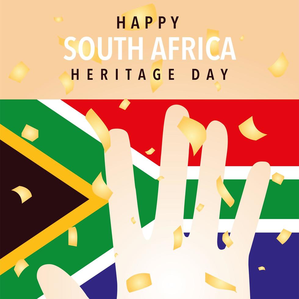 felice giornata del patrimonio sudafrica con bandiera vettore