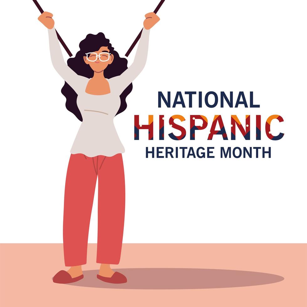mese nazionale del patrimonio ispanico con disegno vettoriale cartone animato donna latina