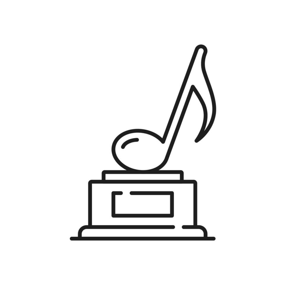 trofeo, musica premio linea icona, vincitore musica Nota vettore