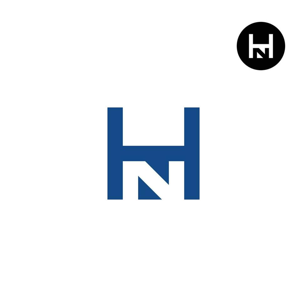 lettera hn monogramma logo design negativo spazio vettore