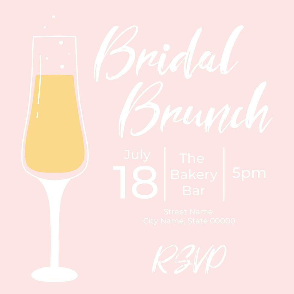 Invitational bridal brunch con bicchieri di Champagne. addio al nubilato festa invito modello. vettore illustrazione. bolla brunch.
