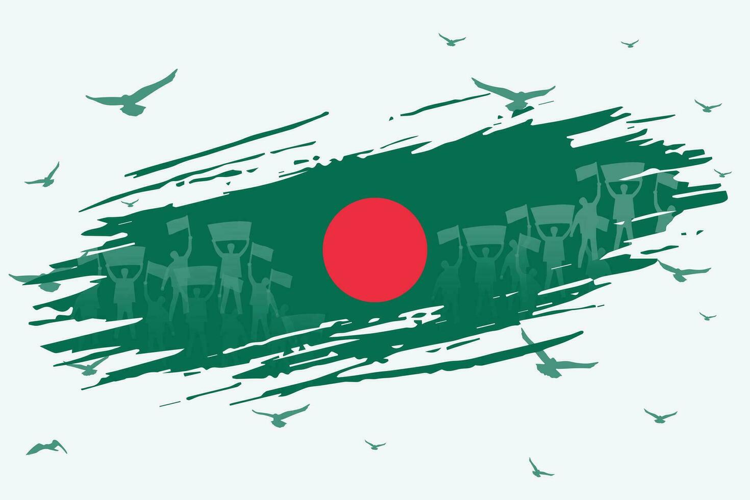 moderno astratto design per bangladesh nazionale giorno. di moda spazzola stile con bandiera colori e simbolismo di libertà. Perfetto per indipendenza giorno, martiri giorno, linguaggio giorno, vittoria giorno e di più. vettore