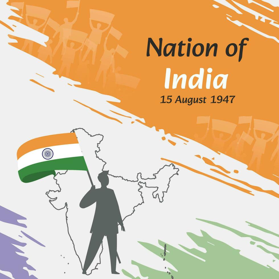 India indipendenza giorno inviare design. agosto 15, il giorno quando indiani fatto Questo nazione gratuito. adatto per nazionale giorni. Perfetto concetti per sociale media messaggi, saluto carte, copertine, striscioni. vettore