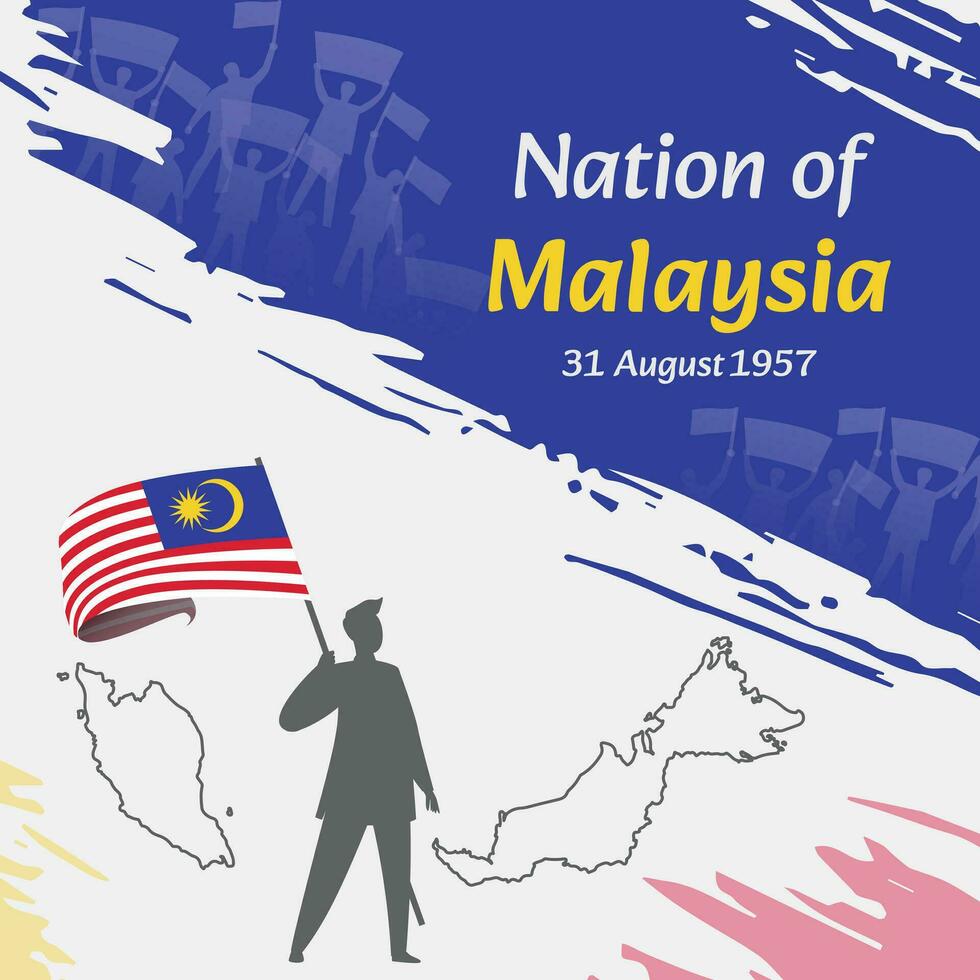 Malaysia indipendenza giorno inviare design. agosto 31, il giorno quando malesi fatto Questo nazione gratuito. adatto per nazionale giorni. Perfetto concetti per sociale media messaggi, saluto carta, coperchio, striscione. vettore