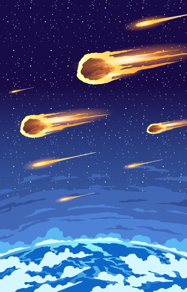 pioggia di meteoriti che cadono vettore