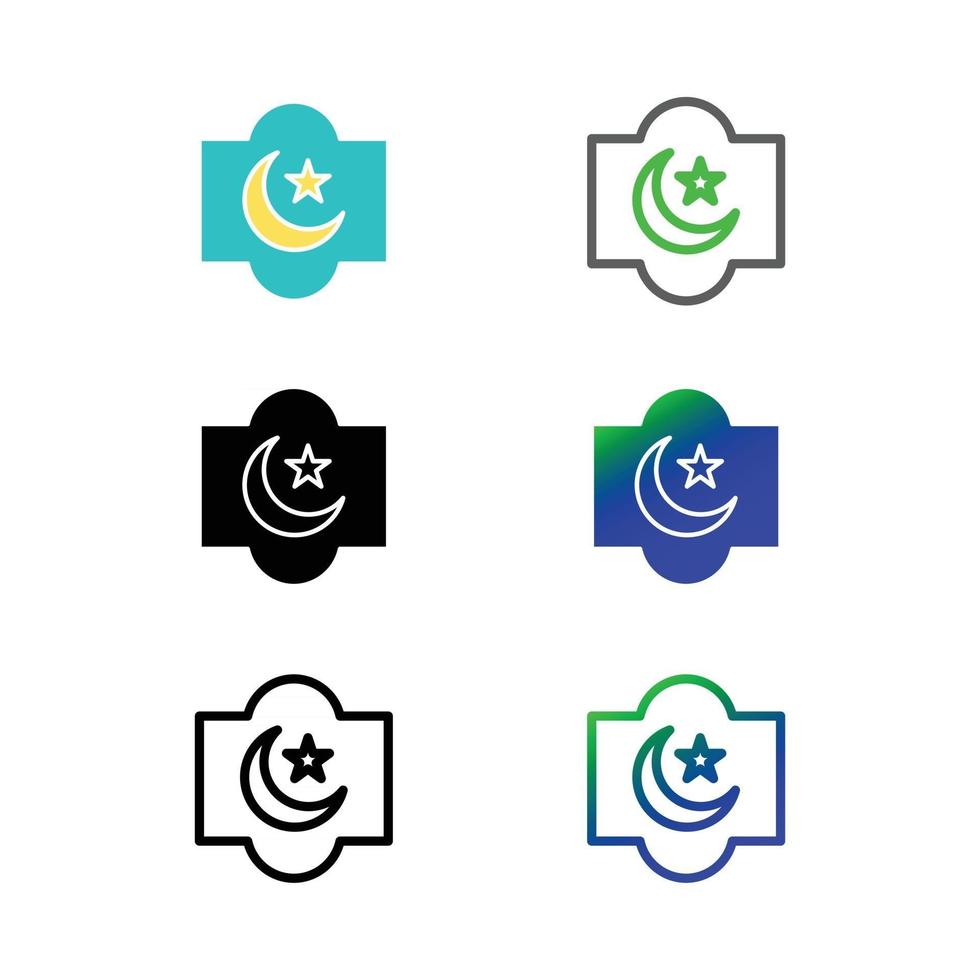 set di icone simbolo dell'islam, icona del ramadan vettore