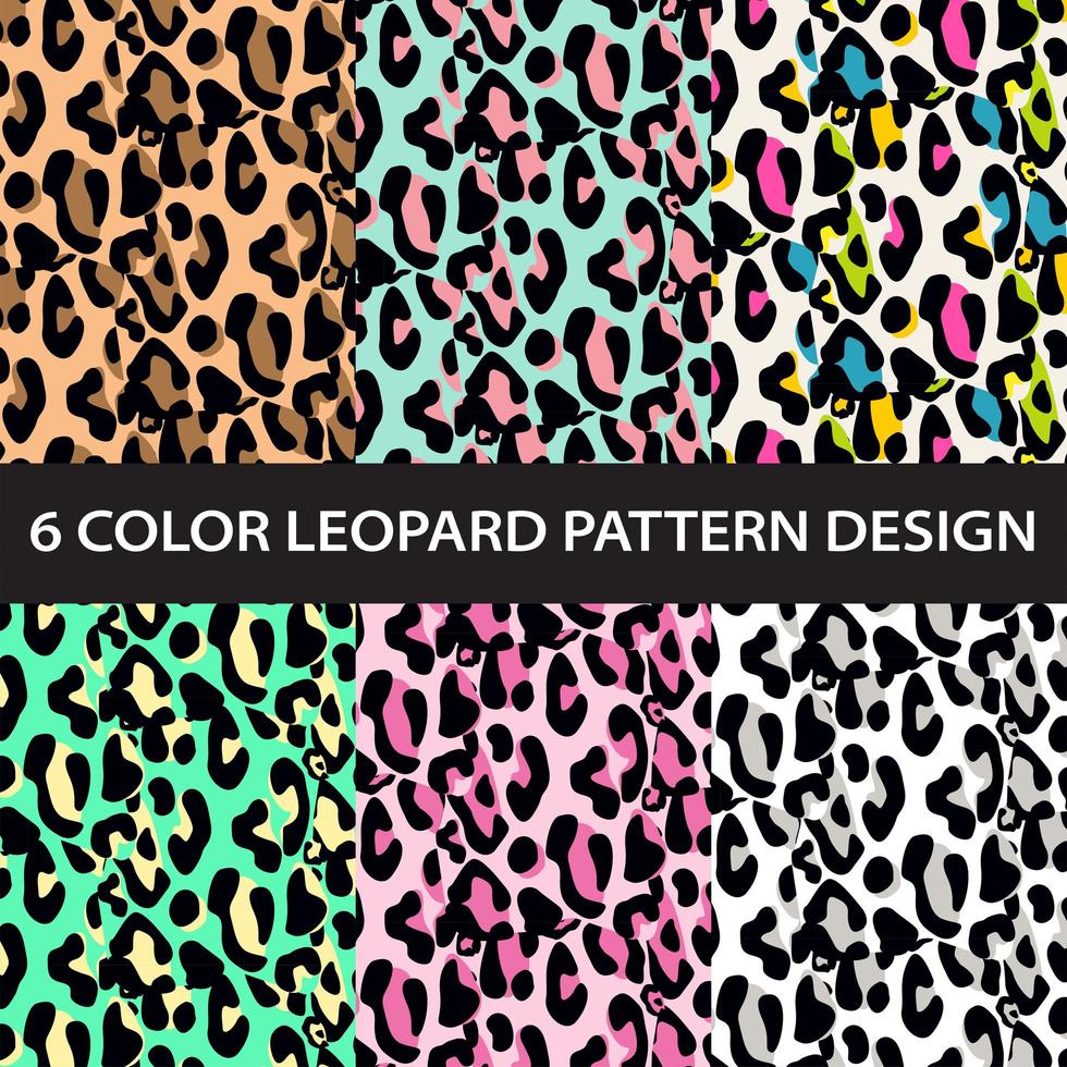 vettore di raccolta del modello di stampa leopardo a sei colori