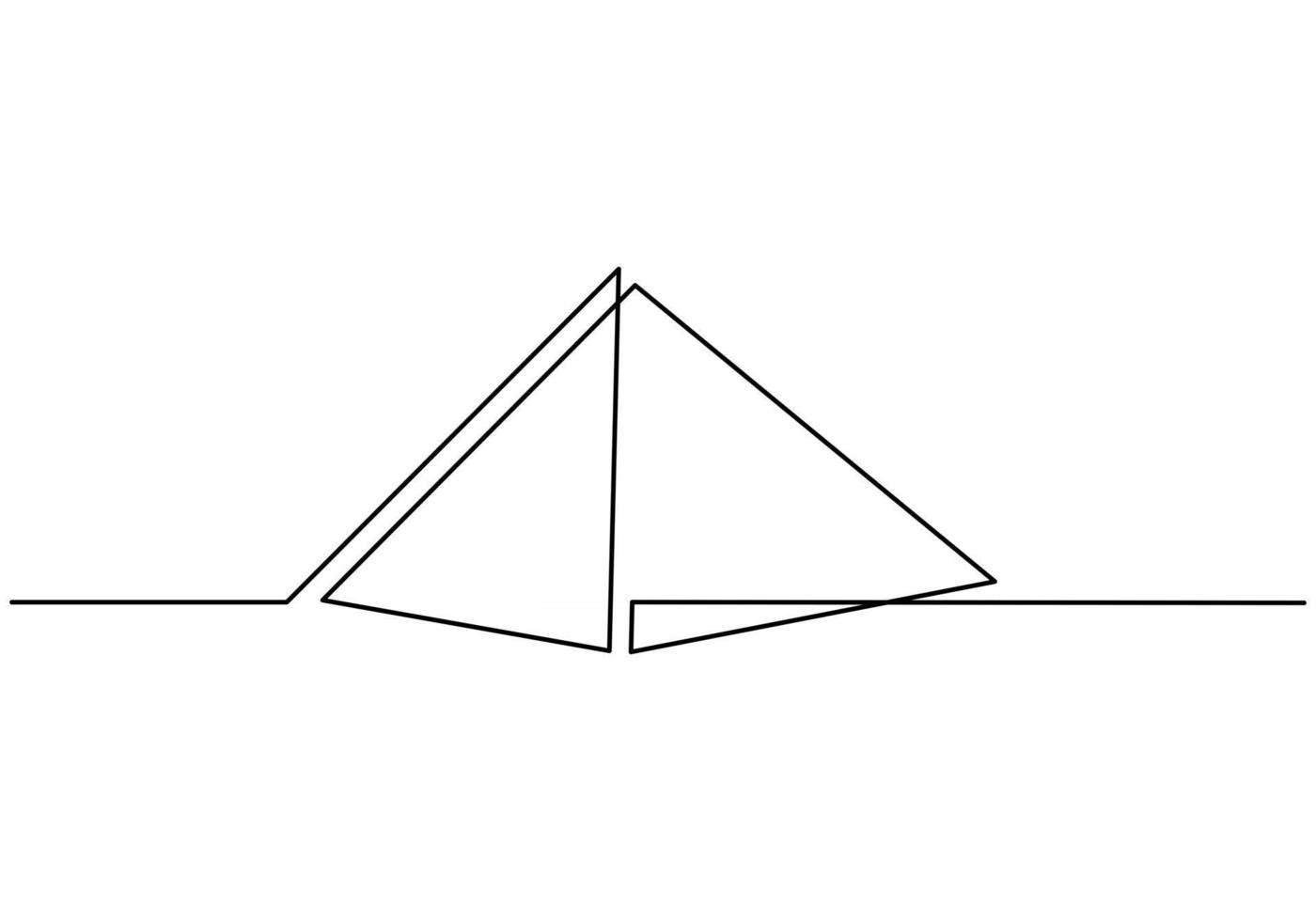 linea continua di edifici piramidali. una singola linea di edifici della città isolati su sfondo bianco. vettore