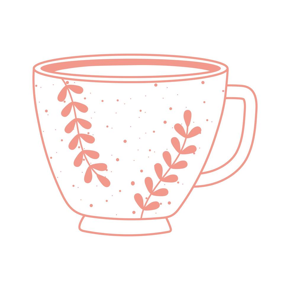 stile linea icona decorazione floreale tazza da tè e caffè vettore