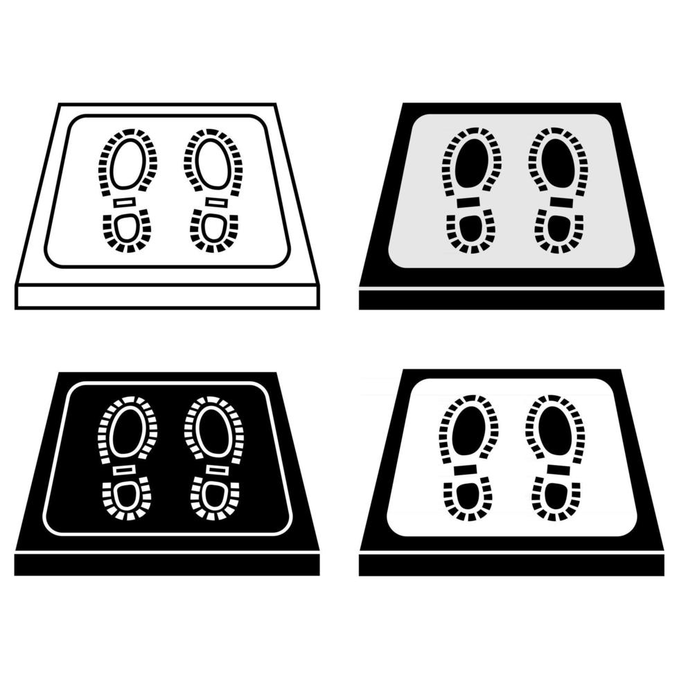 tappetini igienizzanti, icone semplici. antibatterico dotato in stile piatto. tappeto disinfettante per scarpe. superficie sterile della scarpa. set di tappetini disinfettanti. illustrazione vettoriale